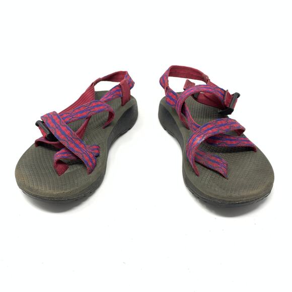 Chaco Women's Size 7 Z/1 Classic Sport Sandal Flat Buckle Straps Red Blue Print - Picture 2 of 7